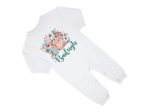 New Baby Girl's Printed Spring Floral Hedgehog Personalized Infant Long Sleeve Romper Coming Home Outfit