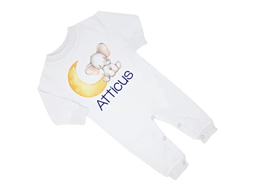 New Baby Boy's Printed Moon Stars Elephant Personalized Infant Long Sleeve Romper Coming Home Outfit