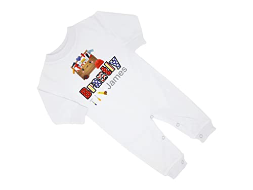 New Baby Boy's Printed Carpentry Tools 3 Personalized Infant Long Sleeve Romper Coming Home Outfit