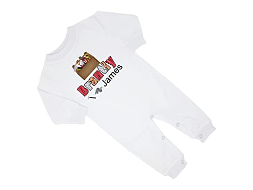 New Baby Boy's Printed Carpentry Tools 1 Personalized Infant Long Sleeve Romper Coming Home Outfit