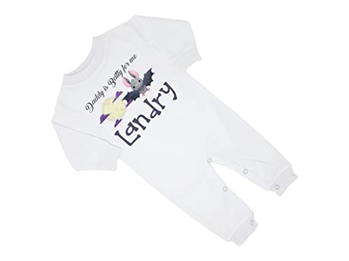 New Baby Boy's Printed Halloween Batty Bat Personalized Infant Long Sleeve Romper Coming Home Outfit