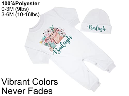 New Baby Girl's Printed Spring Floral Hedgehog Personalized Infant Long Sleeve Romper Coming Home Outfit