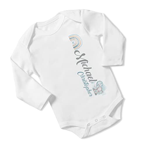 New Baby Boy's Printed Boho Elephant Rainbow VS 1 Personalized Infant Bodysuit Coming Home Outfit