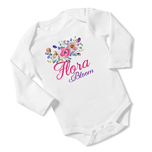 New Baby Girl's Printed Pink Floral vs 2 Personalized Infant Bodysuit Coming Home Outfit