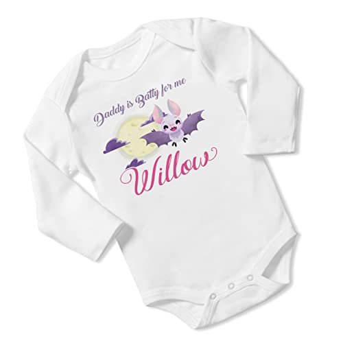 New Baby Girl's Printed Bat Batty Halloween vs 2 Personalized Infant Bodysuit Coming Home Outfit