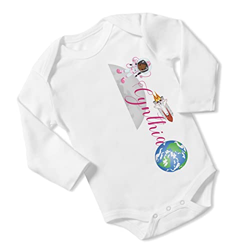 New Baby Girl's Printed Astronaut Outer Space Galaxy vs 1 Personalized Infant Bodysuit Coming Home Outfit