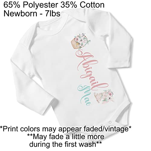 New Baby Girl's Printed Spring Easter Bunny vs 1 Personalized Infant Bodysuit Coming Home Outfit