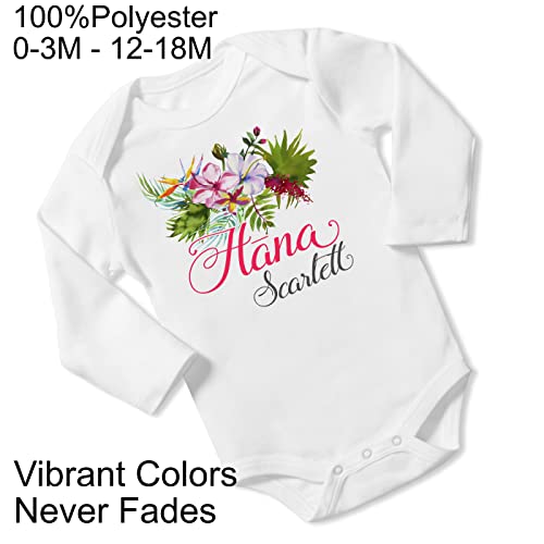 New Baby Girl's Printed Pink Hibiscus vs 2 Personalized Infant Bodysuit Coming Home Outfit