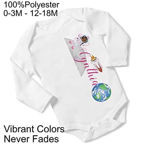 New Baby Girl's Printed Astronaut Outer Space Galaxy vs 1 Personalized Infant Bodysuit Coming Home Outfit