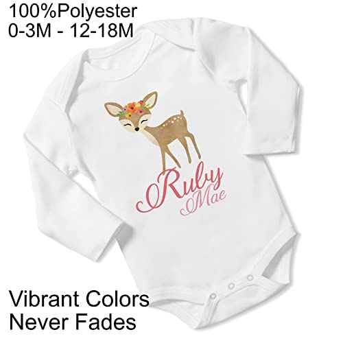 New Baby Girl's Printed Woodland Deer vs 2 Personalized Infant Bodysuit Coming Home Outfit