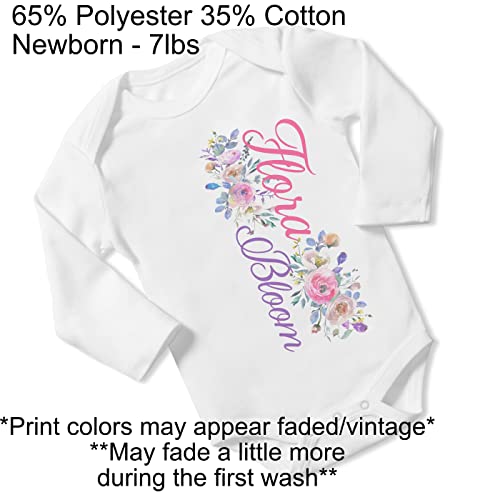 New Baby Girl's Printed Pink Floral vs 1 Personalized Infant Bodysuit Coming Home Outfit