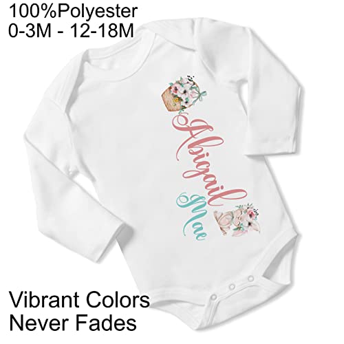 New Baby Girl's Printed Spring Easter Bunny vs 1 Personalized Infant Bodysuit Coming Home Outfit