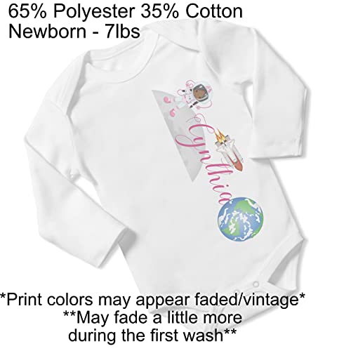 New Baby Girl's Printed Astronaut Outer Space Galaxy vs 1 Personalized Infant Bodysuit Coming Home Outfit