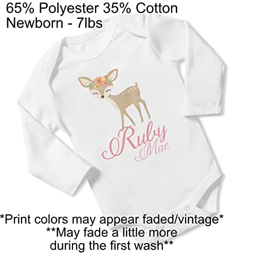 New Baby Girl's Printed Woodland Deer vs 2 Personalized Infant Bodysuit Coming Home Outfit