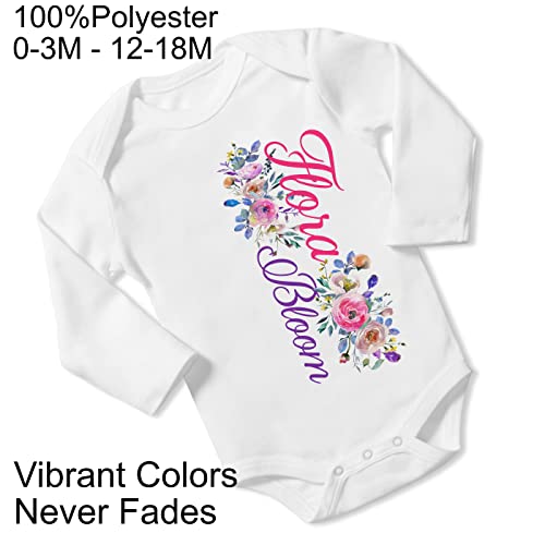 New Baby Girl's Printed Pink Floral vs 1 Personalized Infant Bodysuit Coming Home Outfit