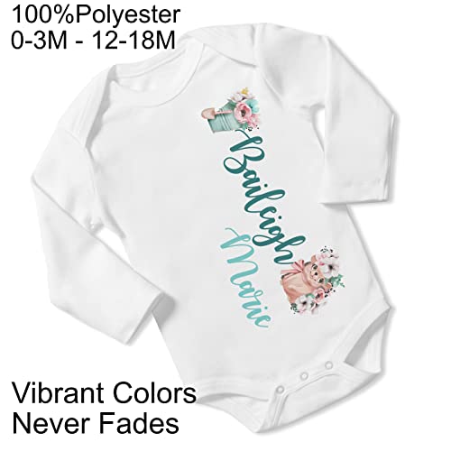 New Baby Girl's Printed Spring Floral Hedgehog vs 1 Personalized Infant Bodysuit Coming Home Outfit