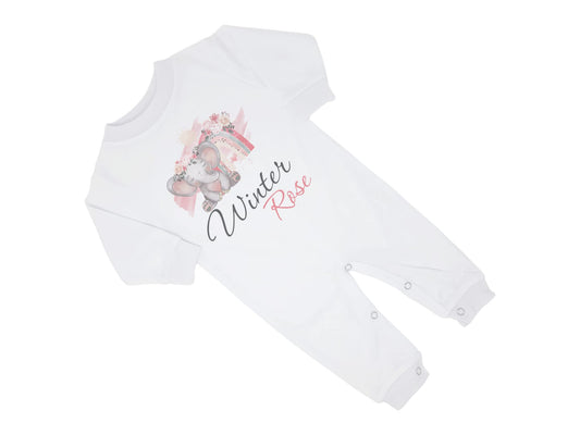 New Baby Girl's Printed Boho Rainbow Elephant Personalized Infant Long Sleeve Romper Coming Home Outfit