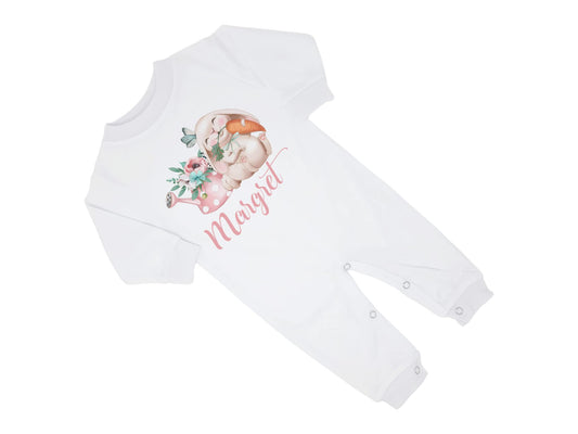 New Baby Girl's Printed Spring Easter Butterfly Bunny Rabbit Personalized Infant Long Sleeve Romper Coming Home Outfit