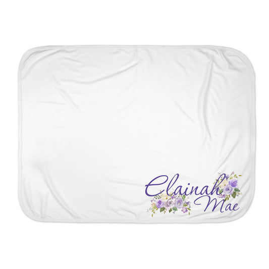 New Baby Girls Printed Purple Floral Flower Personalized Infant Receiving Swaddle Blanket