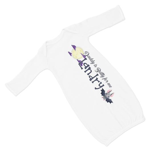 Baby Boy's Printed Bat Batty Halloween Fall Personalized Infant Gown Coming Home Outfit