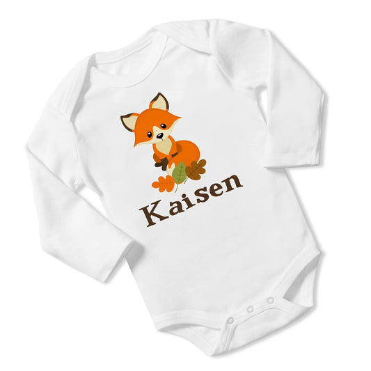 New Baby Boy's Printed Woodland Fox VS 2 Personalized Infant Bodysuit Coming Home Outfit