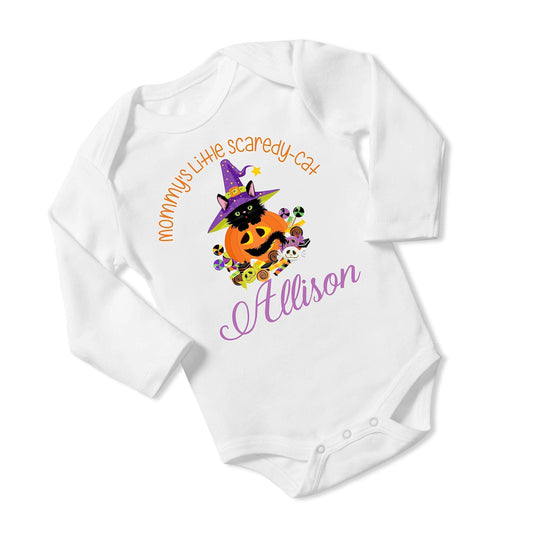 New Baby Girl's Printed Mommy's Little Scaredy-Cat vs2 Personalized Infant Bodysuit Coming Home Outfit