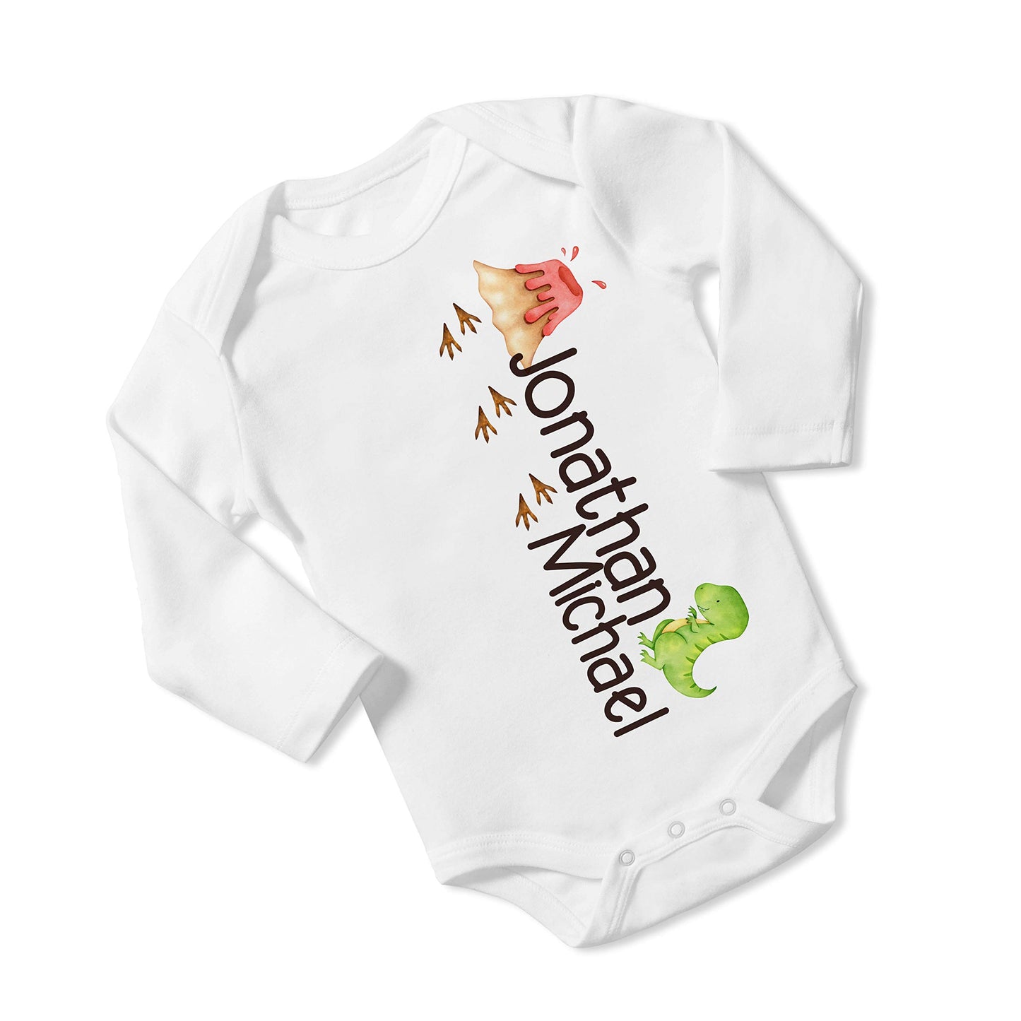 New Baby Boy's Printed Dinosaur T-Rex vs 1 Personalized Infant Bodysuit Coming Home Outfit