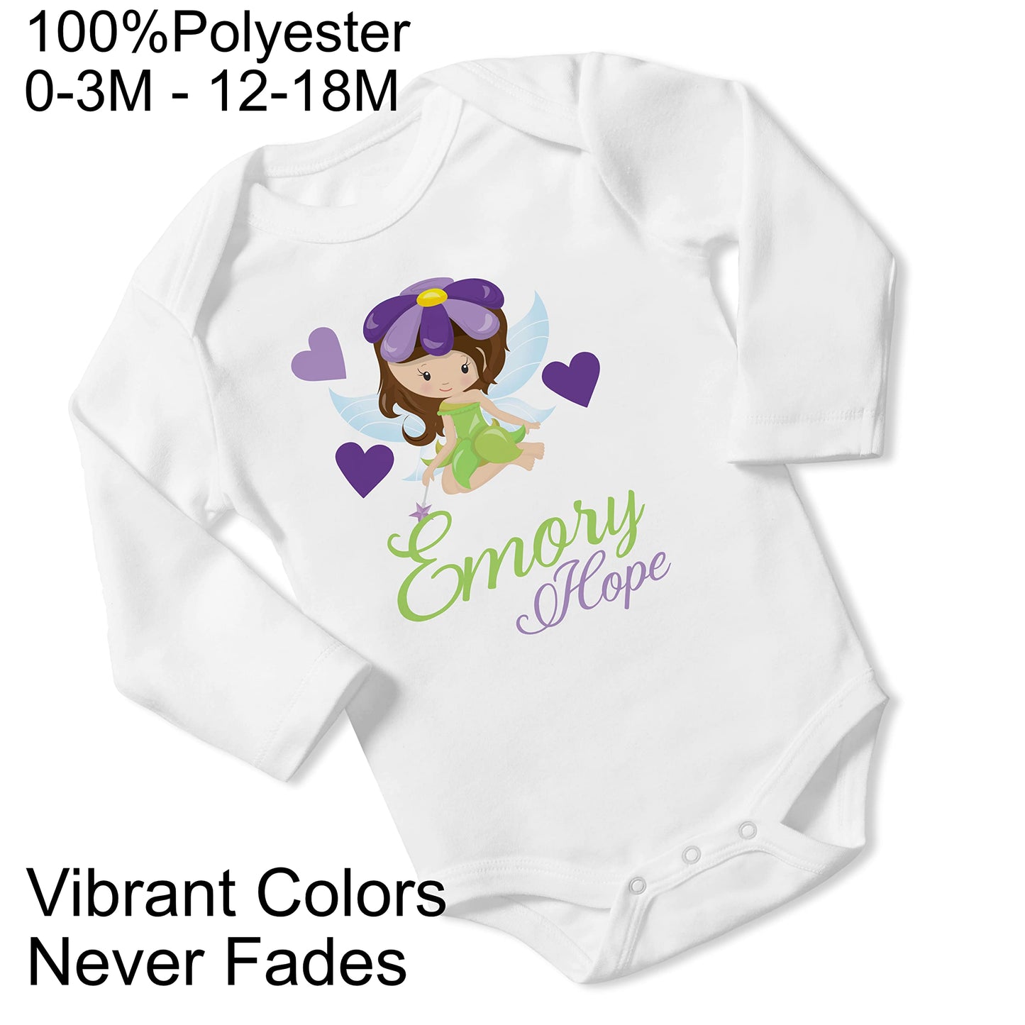 New Baby Girl's Printed Woodland Fairy Lime and Purple vs 2 Personalized Infant Bodysuit Coming Home Outfit