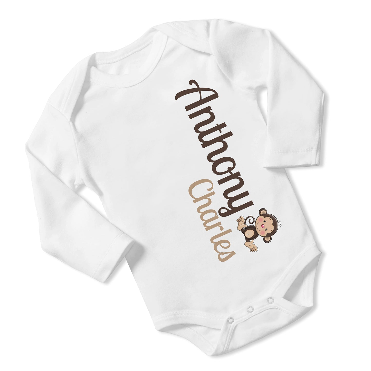 New Baby Boy's Printed Jungle Monkey VS 1 Personalized Infant Bodysuit Coming Home Outfit