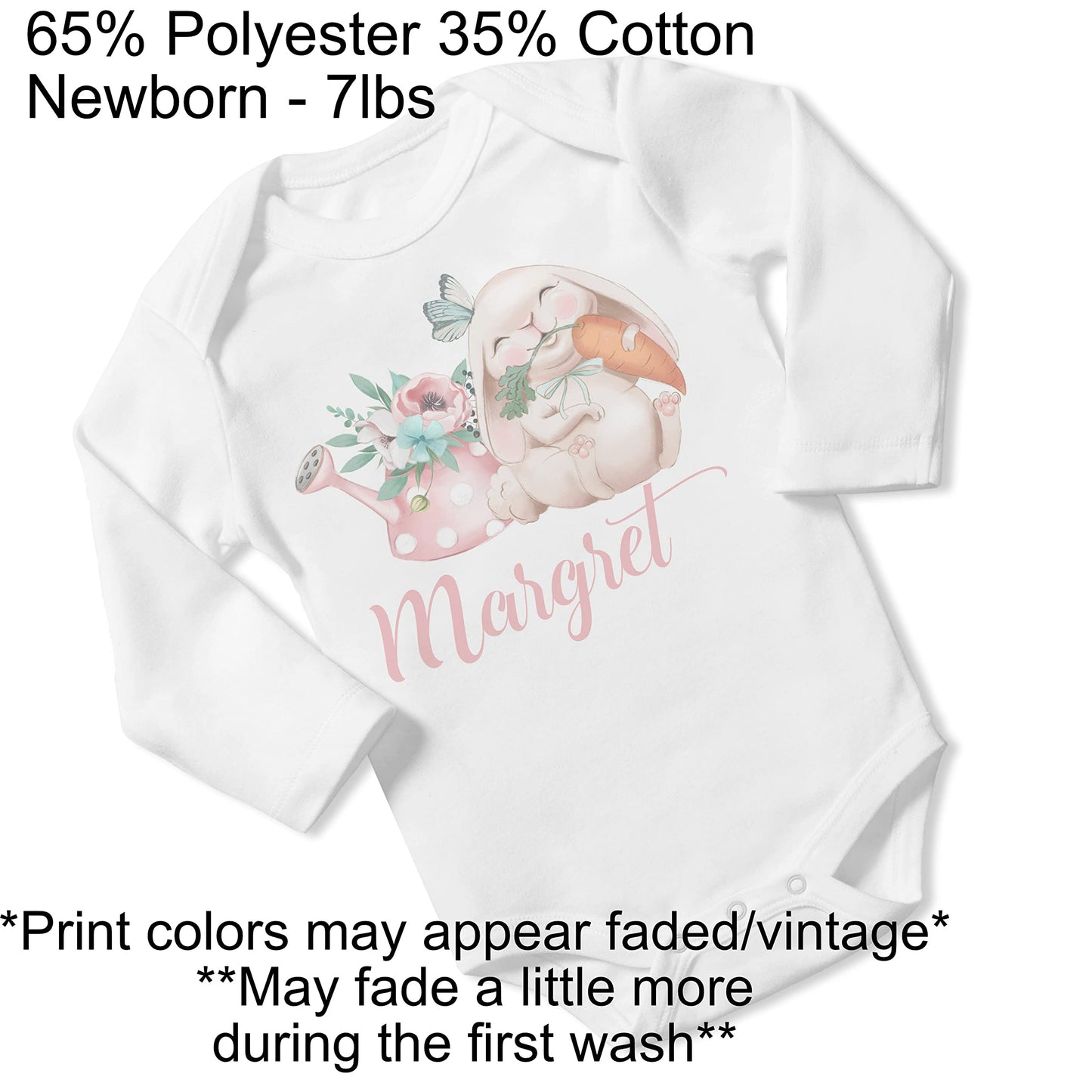 New Baby Girl's Printed Spring Easter Butterfly Bunny vs 2 Personalized Infant Bodysuit Coming Home Outfit