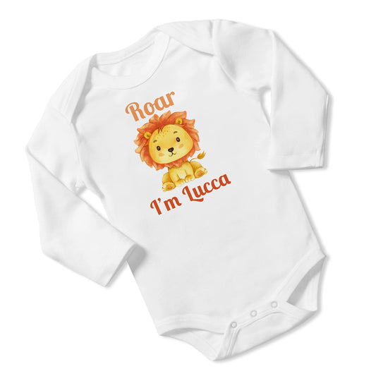 New Baby Boy's Printed King of the Jungle Lion VS 2 Personalized Infant Bodysuit Coming Home Outfit