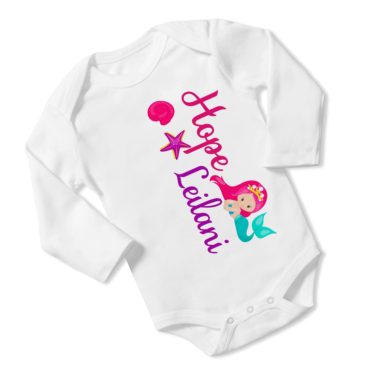 New Baby Girl's Printed Mermaid vs1 Personalized Infant Bodysuit Coming Home Outfit