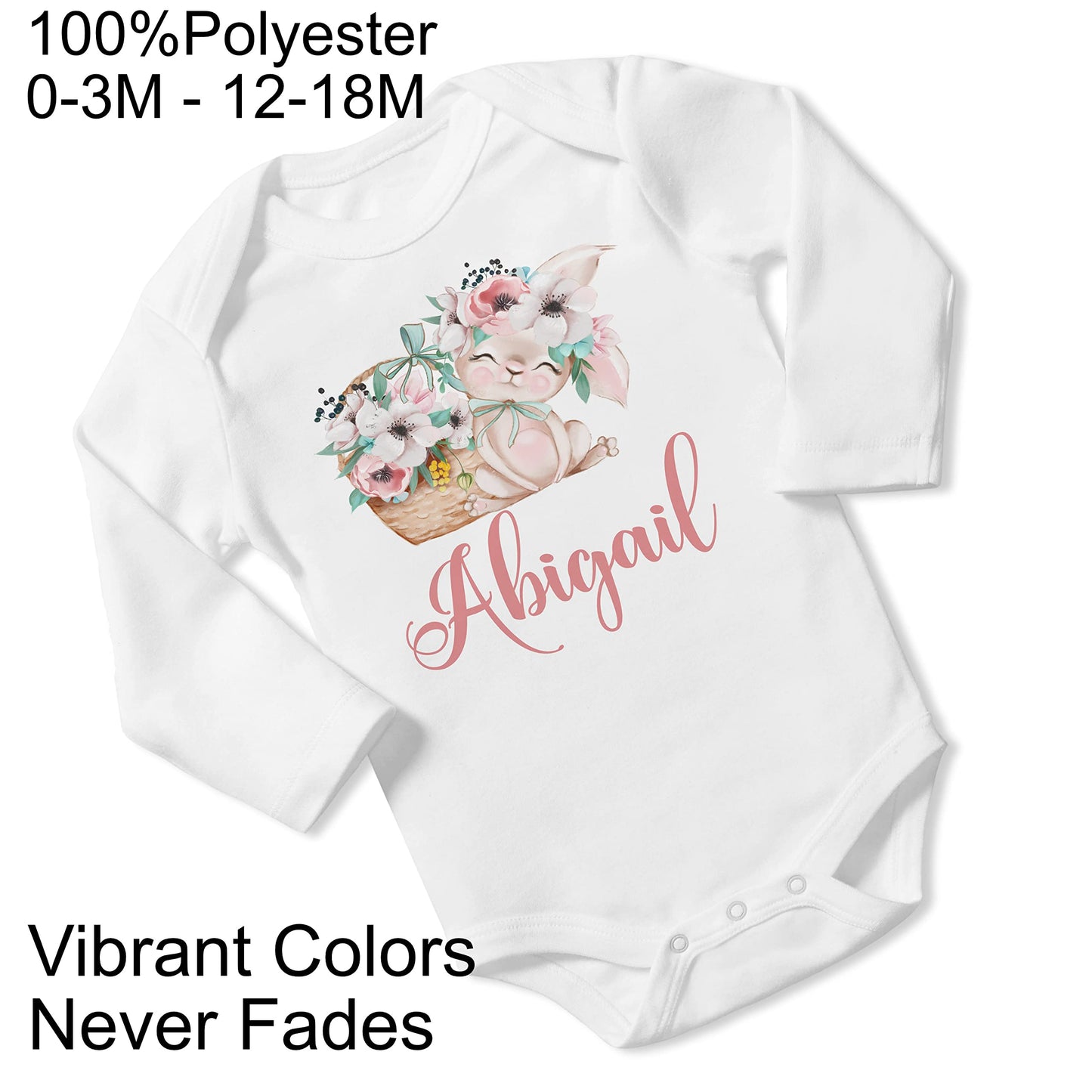 New Baby Girl's Printed Spring Easter Bunny vs 2 Personalized Infant Bodysuit Coming Home Outfit