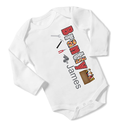 New Baby Boy's Printed Carpenter Tools 1 VS 1 Personalized Infant Bodysuit Coming Home Outfit