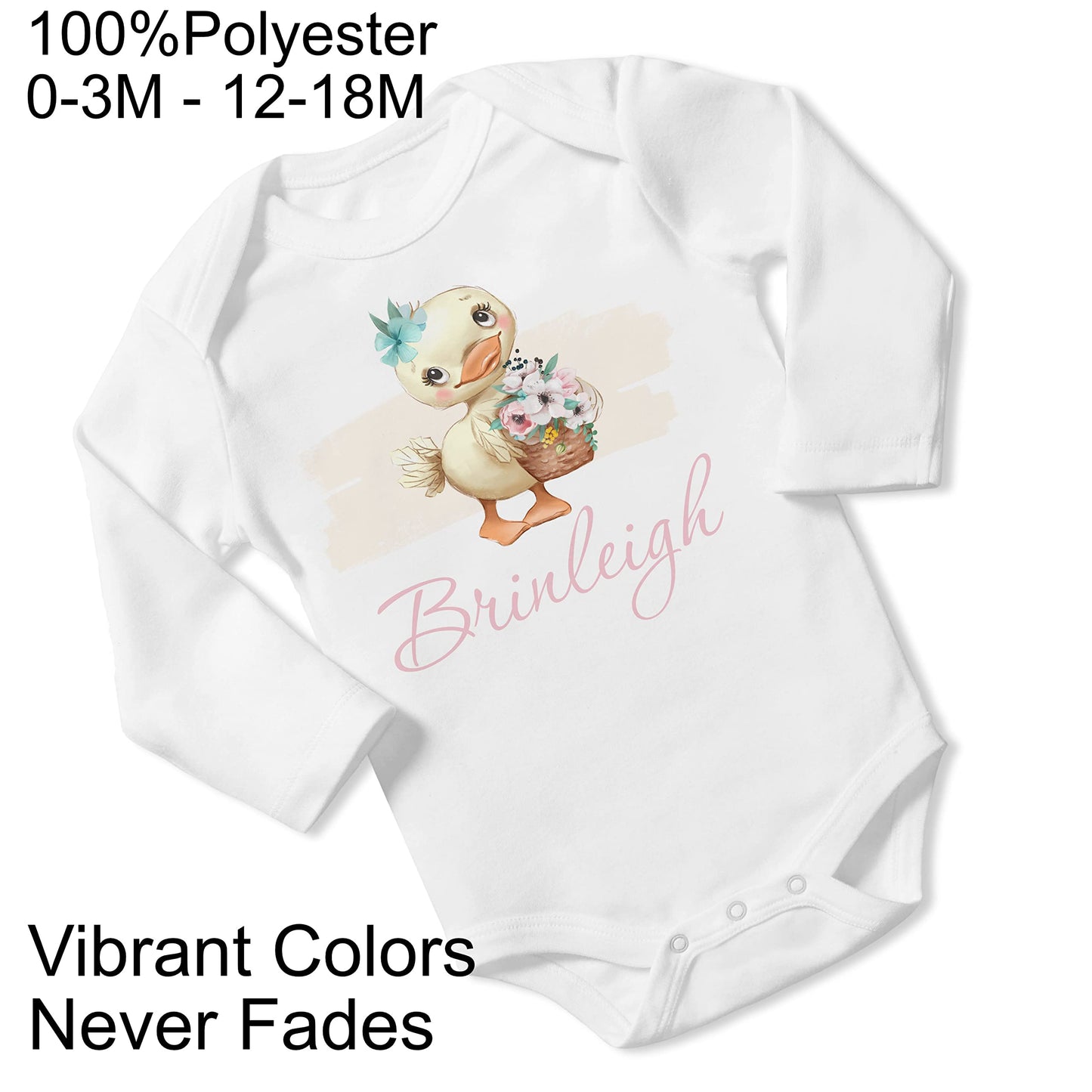 New Baby Girl's Printed Spring Floral Easter Duckling Duck vs 2 Personalized Infant Bodysuit Coming Home Outfit