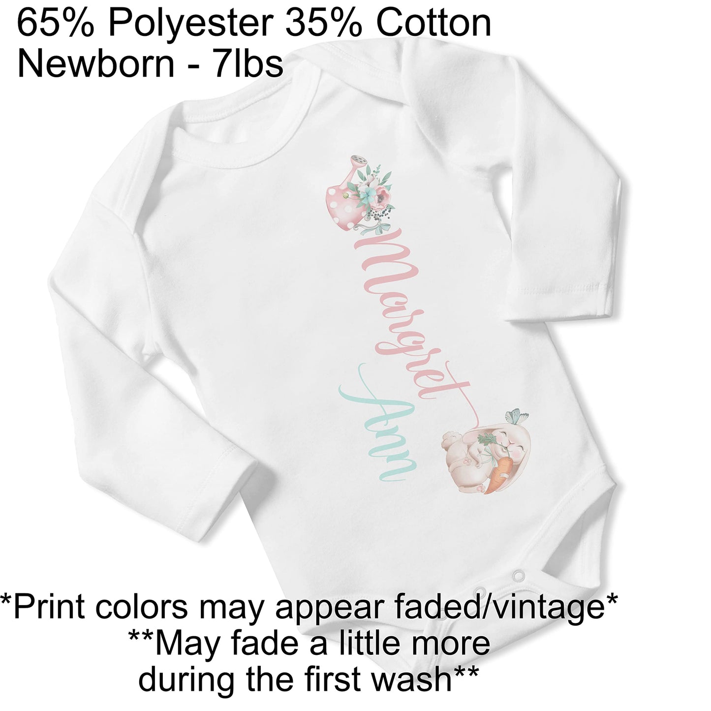 New Baby Girl's Printed Spring Easter Butterfly Bunny vs 1 Personalized Infant Bodysuit Coming Home Outfit