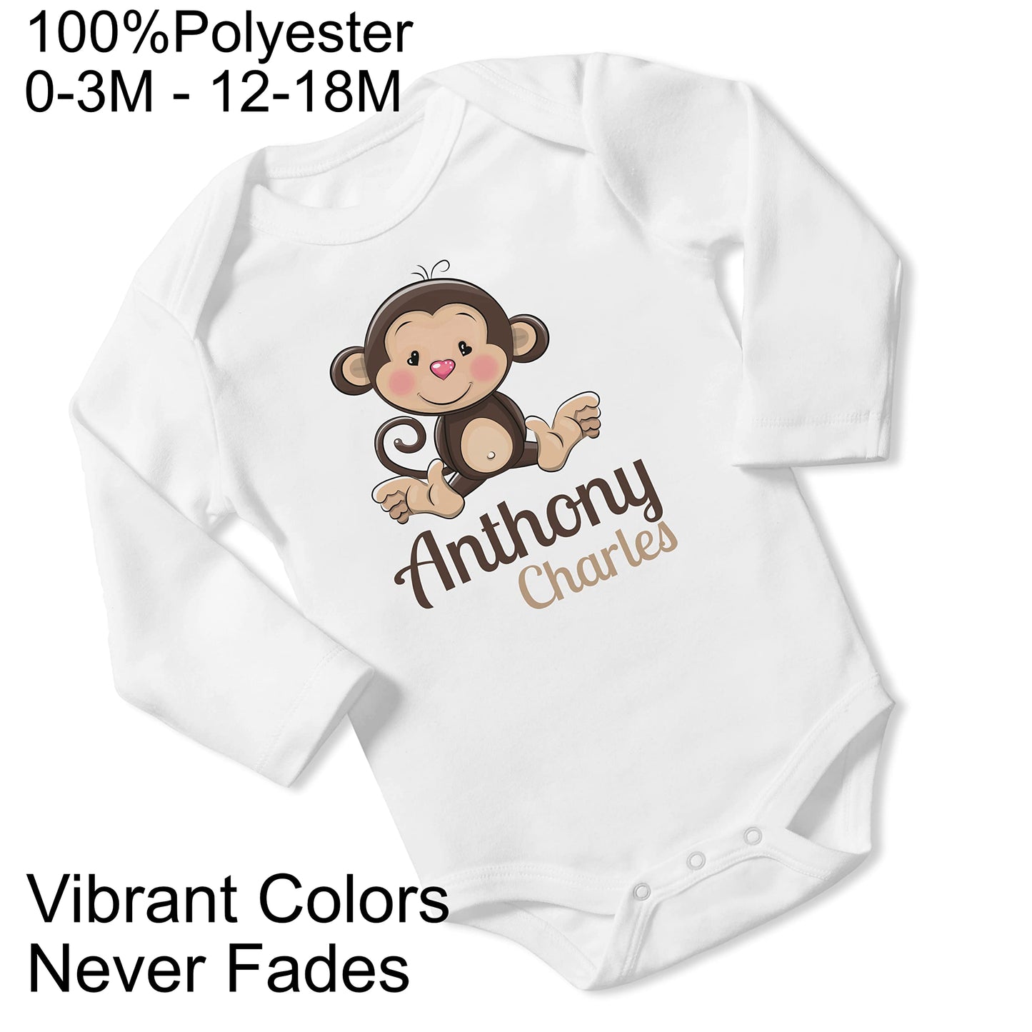 New Baby Boy's Printed Jungle Monkey VS 2 Personalized Infant Bodysuit Coming Home Outfit