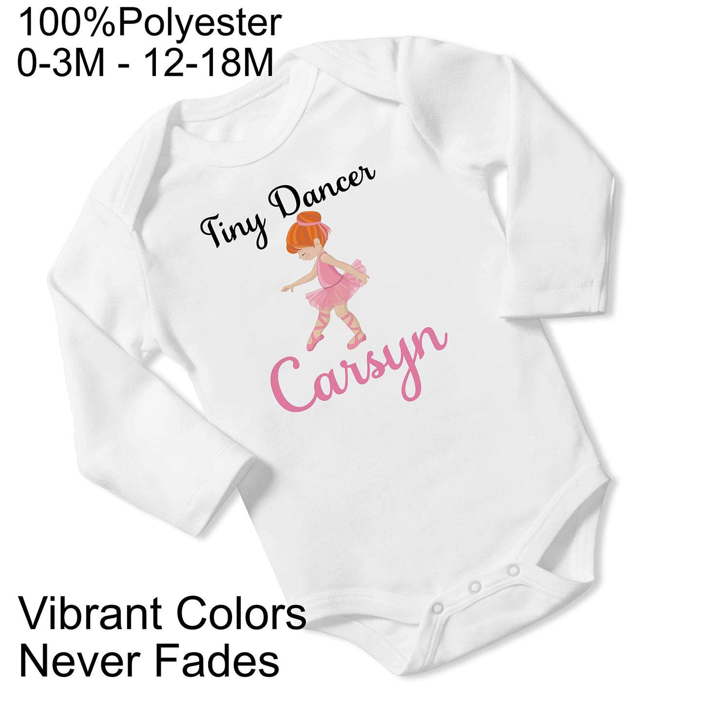 New Baby Girl's Printed Pink Ballerina Tiny Dancer vs 2 Personalized Infant Bodysuit Coming Home Outfit