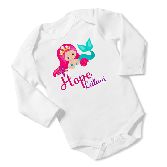 New Baby Girl's Printed Mermaid vs 2 Personalized Infant Bodysuit Coming Home Outfit