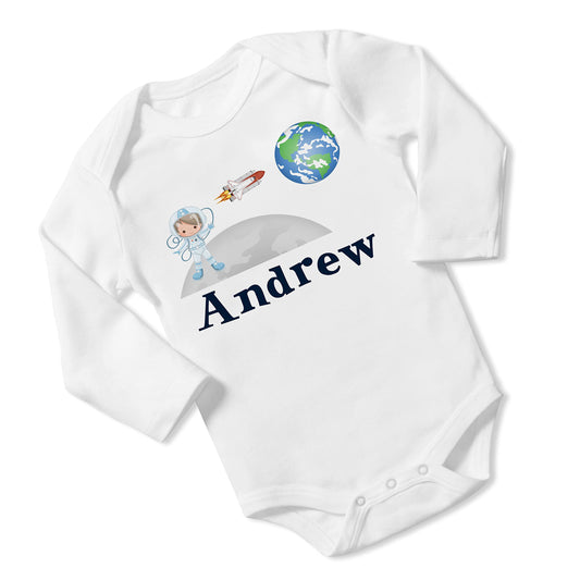 New Baby Boy's Printed Astronaut Outer Space Galaxy VS 2 Personalized Infant Bodysuit Coming Home Outfit