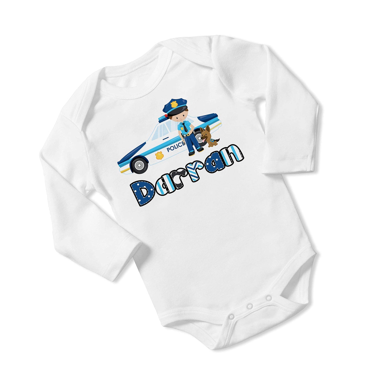 New Baby Boy's Printed Police Officer K9 Dog vs2 Personalized Infant Bodysuit Coming Home Outfit