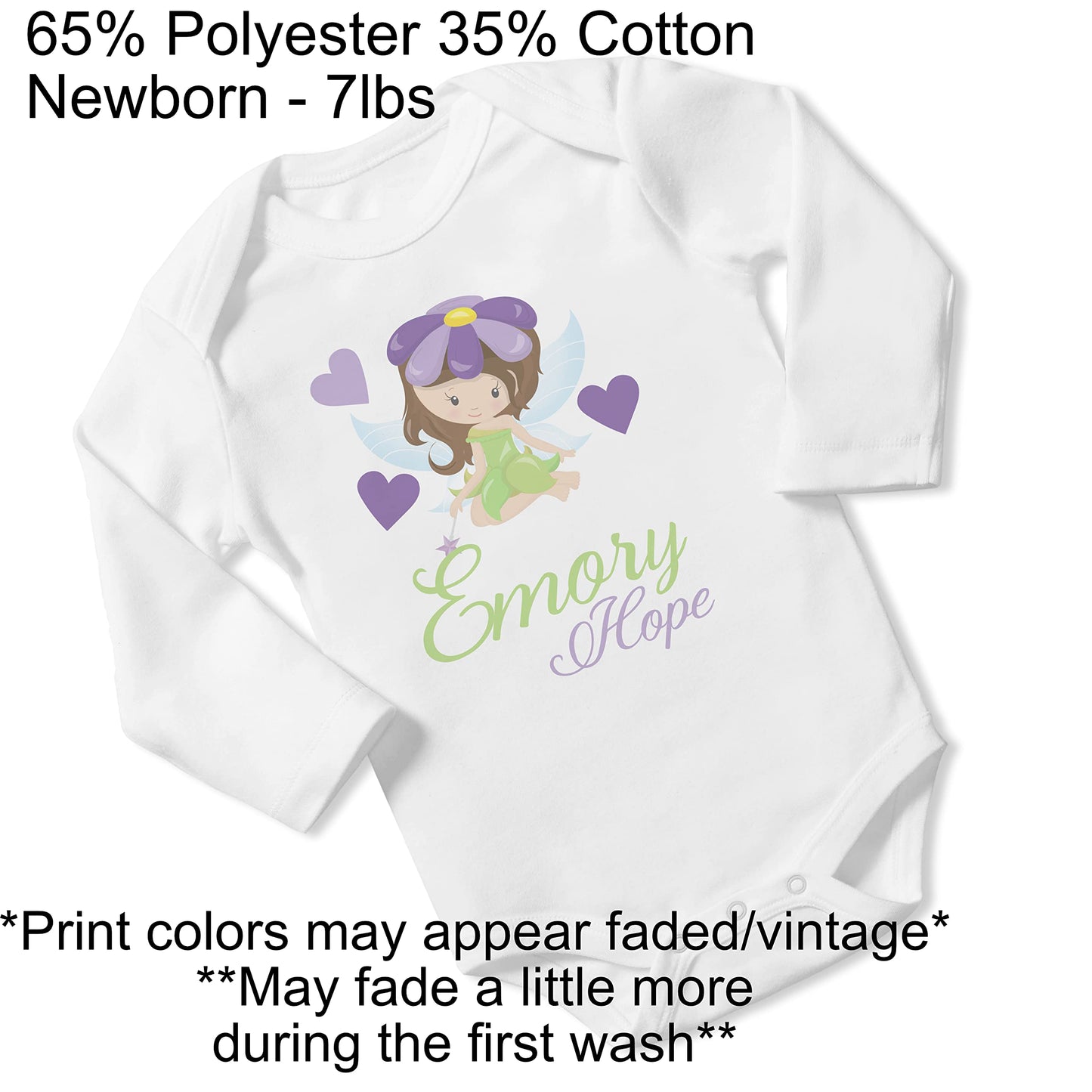 New Baby Girl's Printed Woodland Fairy Lime and Purple vs 2 Personalized Infant Bodysuit Coming Home Outfit