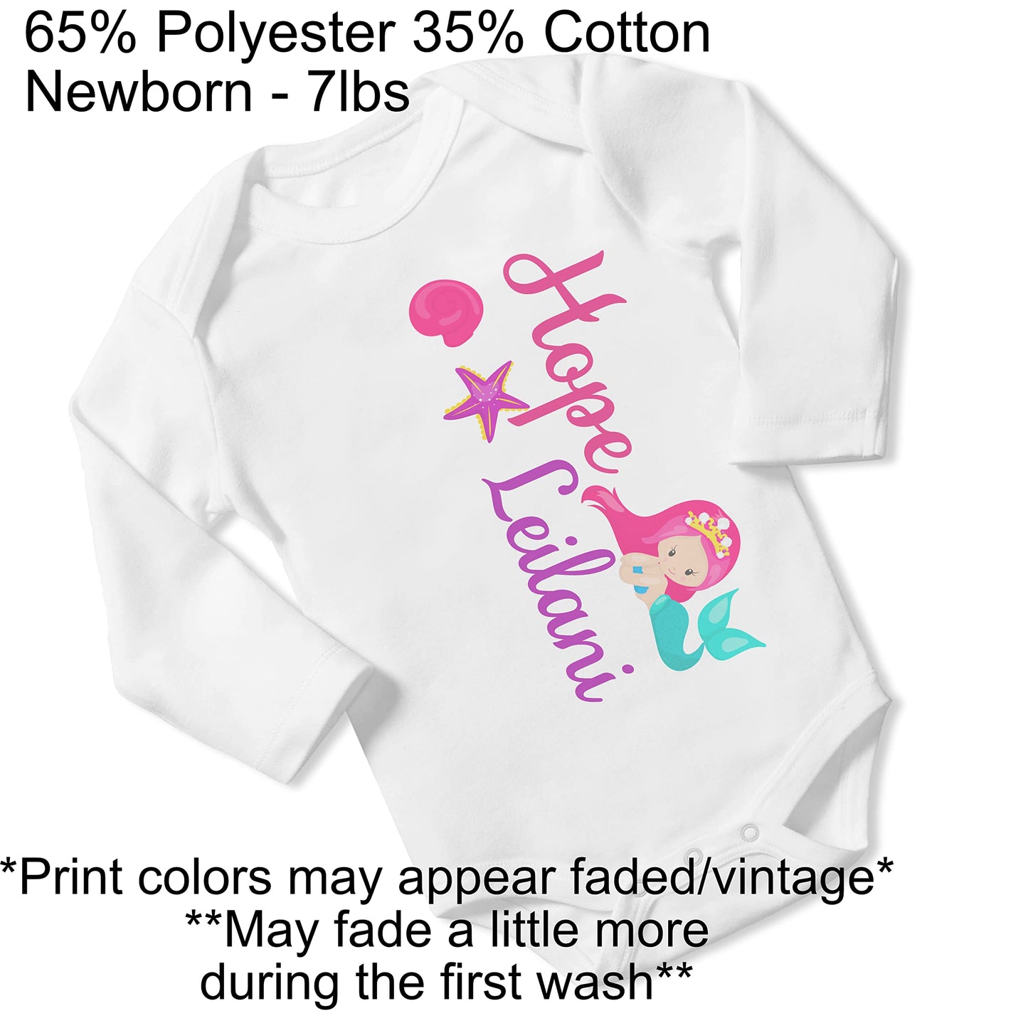 New Baby Girl's Printed Mermaid vs1 Personalized Infant Bodysuit Coming Home Outfit