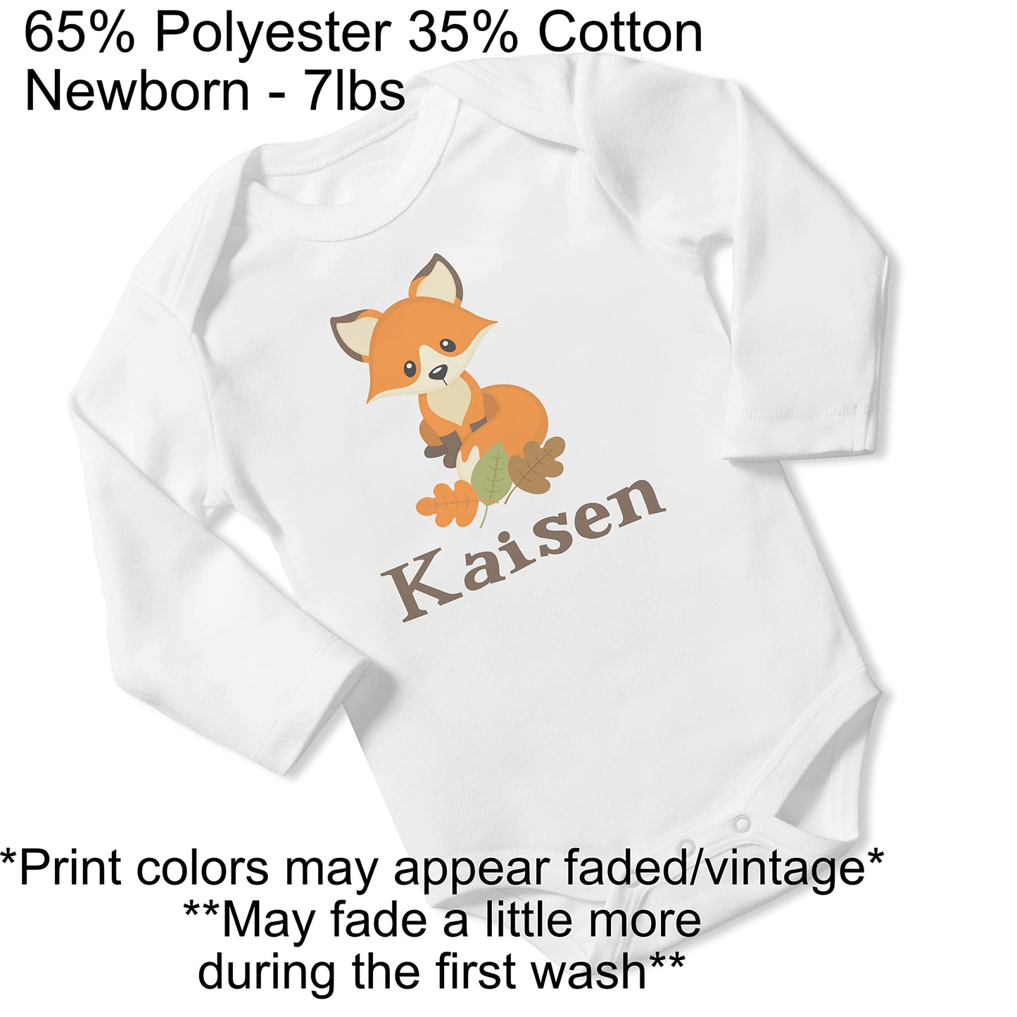 New Baby Boy's Printed Woodland Fox VS 2 Personalized Infant Bodysuit Coming Home Outfit