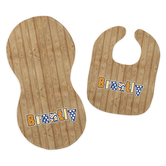 Baby Boy's Personalized Printed Custom Name Tool Carpentry Vs 2 Bib and Burp Cloth Set